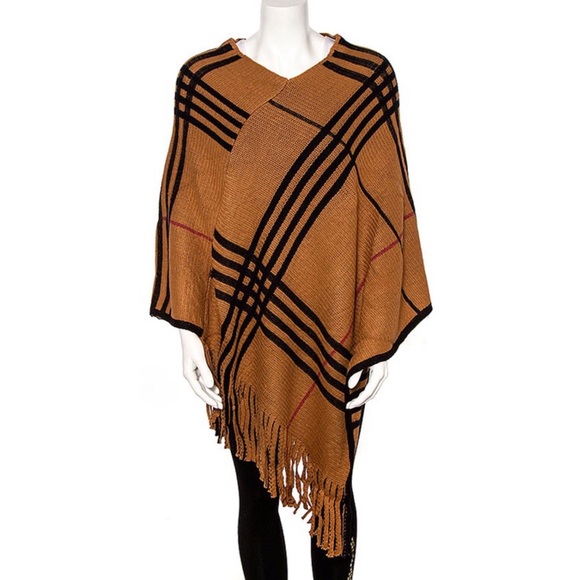 Accessories - NWT Plaid Fringed Cape Accessories - NWT Plaid Fringed Cape